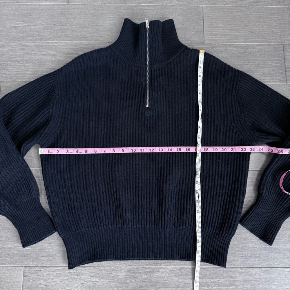Dunst Half Zip Ribbed Wool Sweater Navy S Chunky Knit Minimalist Quiet Luxury - Picture 14 of 16